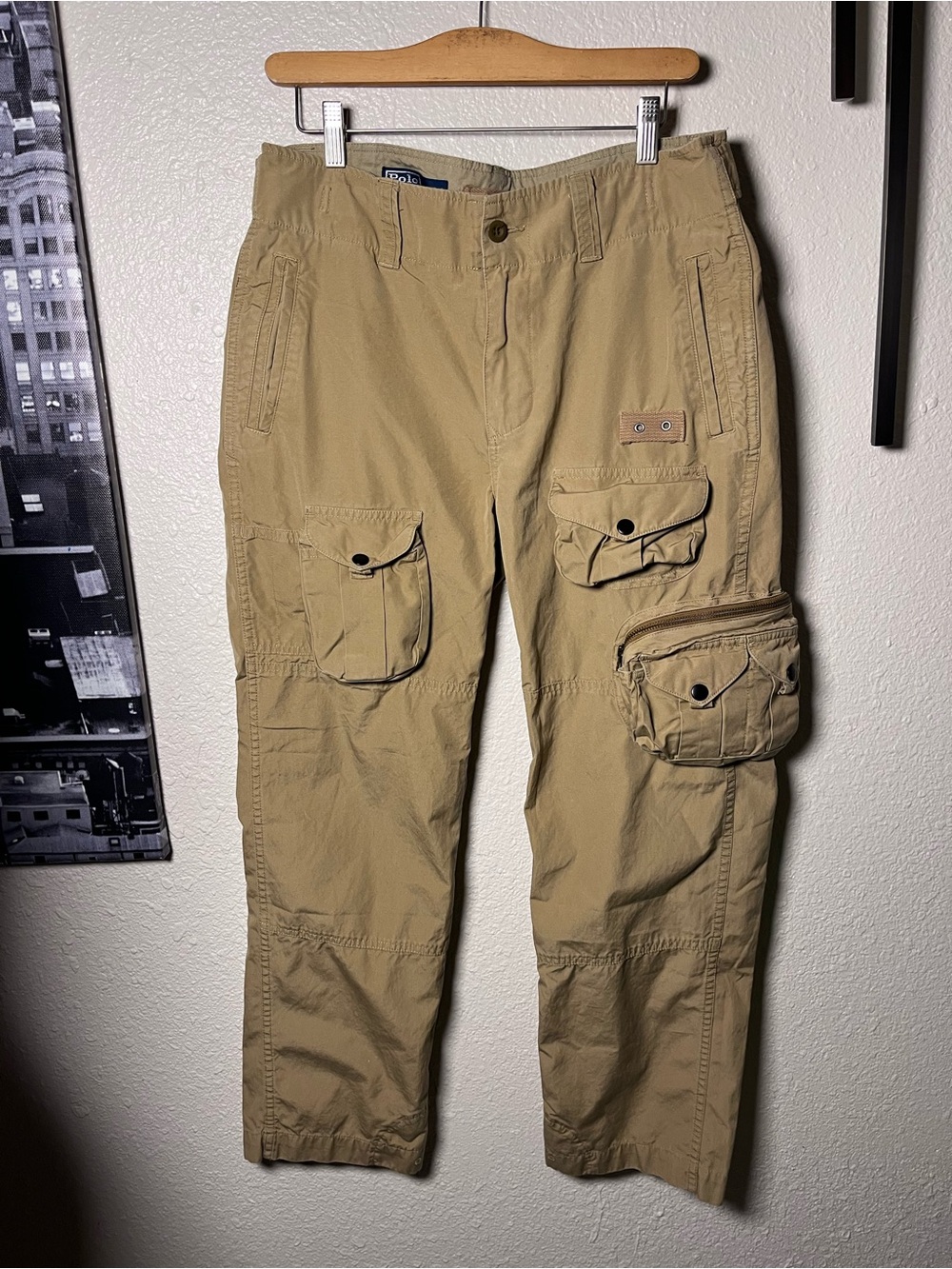 Vintages 2004 Polo by Ralph Lauren Men's Military Paratrooper Beige Cargo Pants